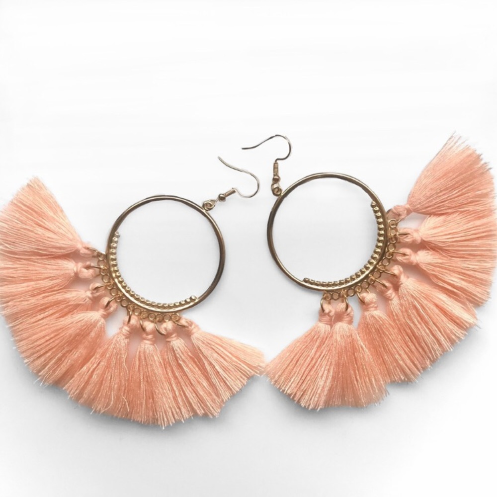 “Arriba!” Boho Tassel Hoop Fun Cute Fringe Earring - Picture 1 of 16